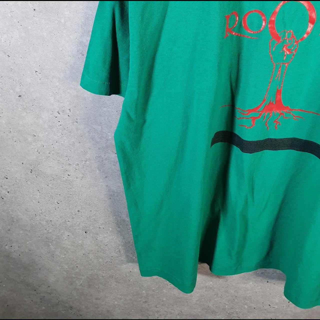 Vintage Hanes Roots Graphic 90s USA Single Stitch T Shirt Men’s XL Green