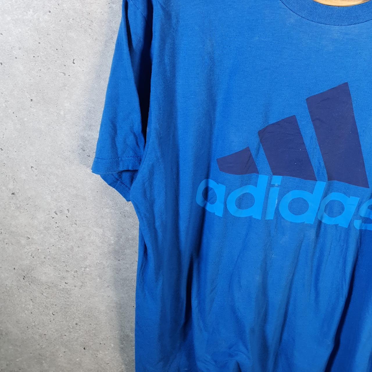 Vintage Adidas Feelgood Climalite T Shirt Men’s Large Blue Three Stripes Logo Athletic