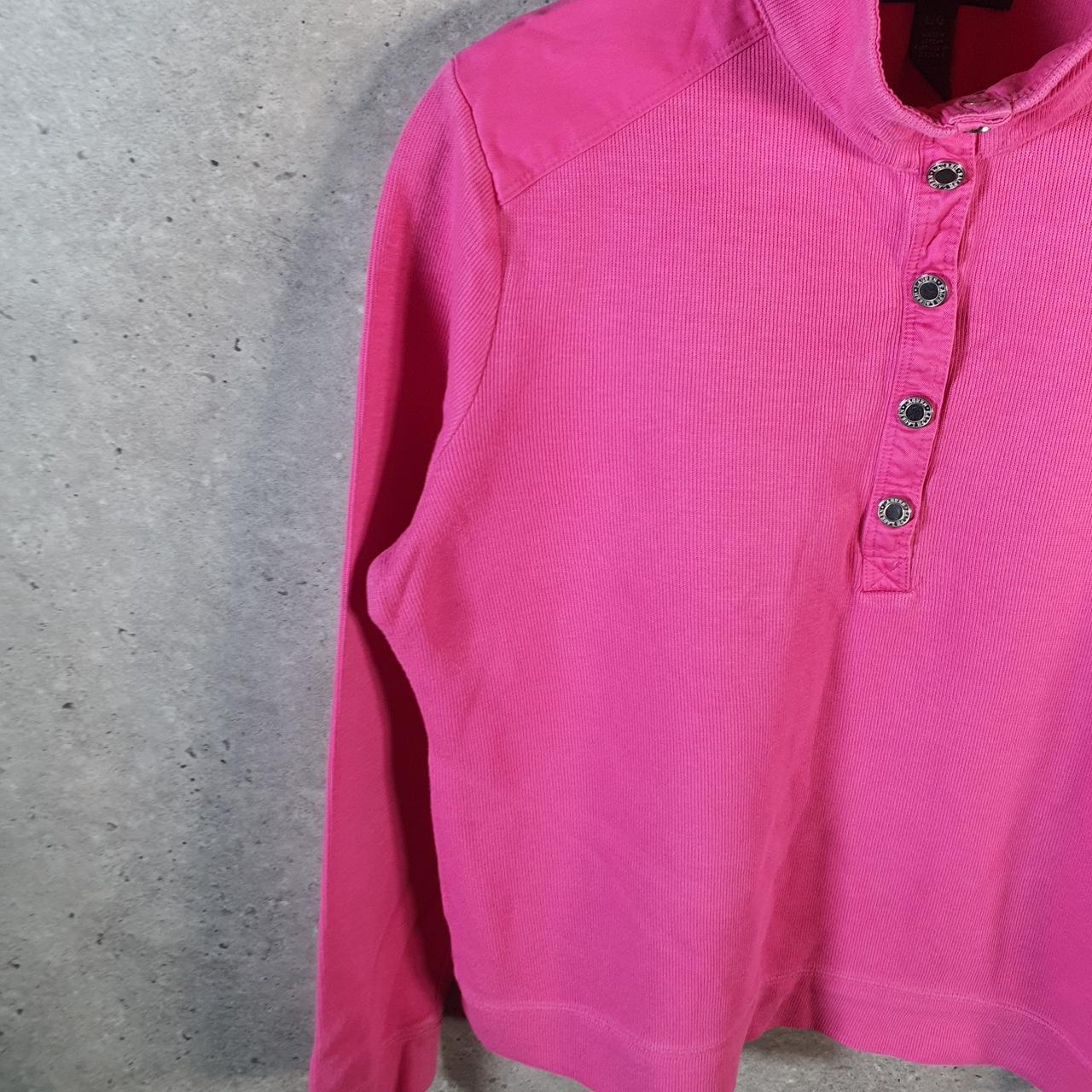 Vintage Ralph Lauren Polo Knit Sweater Womens Large Pink 4 Button Cotton Pullover
