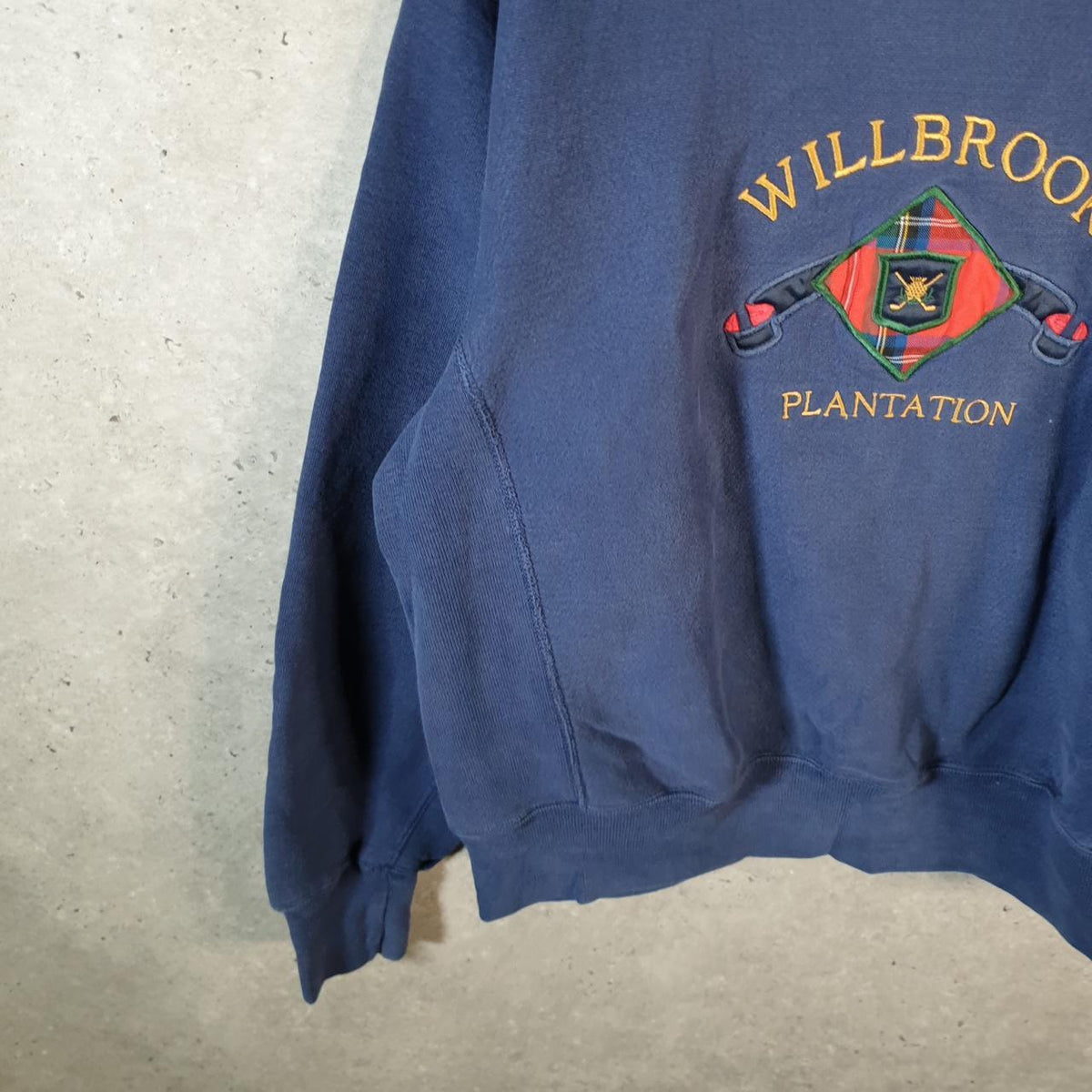 Vintage Lee Cross Grain Sweatshirt Men’s Large Navy Blue USA Pullover Willbrook Plantation