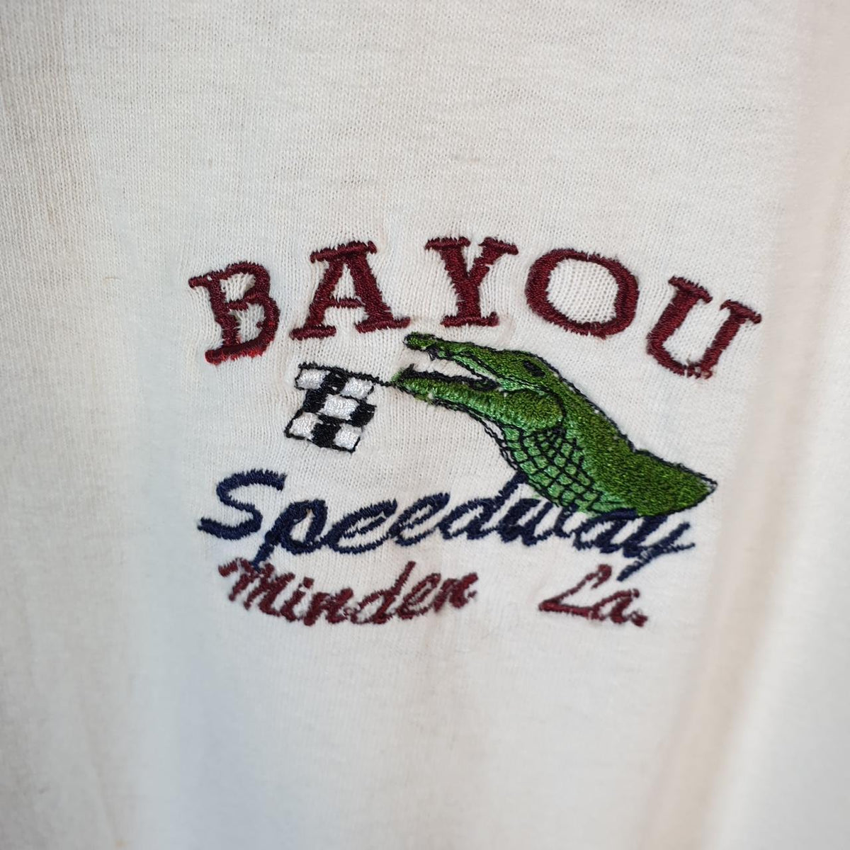 Vintage LA Bayou Speedway Minden Car 90s Single Stitch T Shirt Men’s Large White