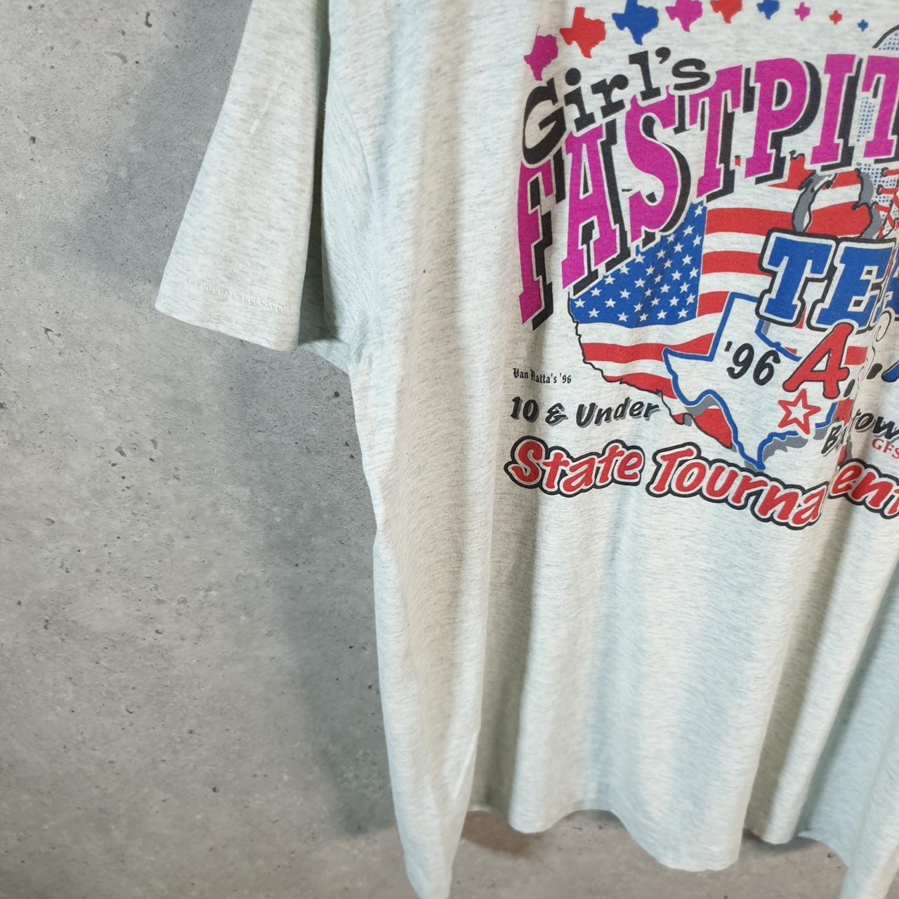 Vintage Fruit of the Loom 1996 Fast pitch Baseball 90s USA Single Stitch T Shirt Men’s Large Grey