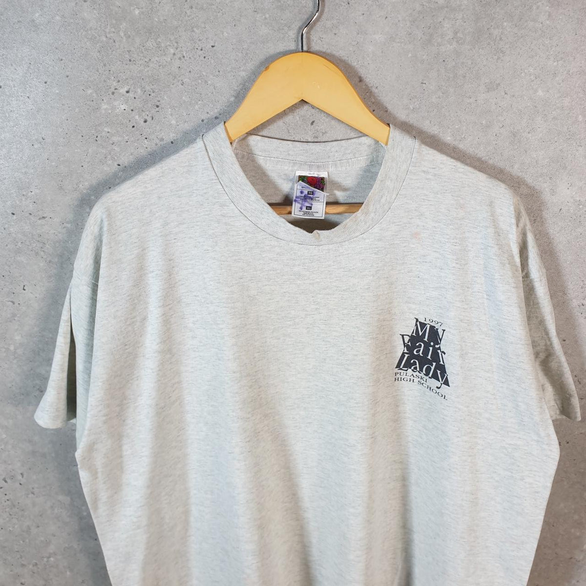 Vintage Fruit of the Loom 1997 Pulaski High School USA Single Stitch T Shirt Men’s XL Grey C9453
