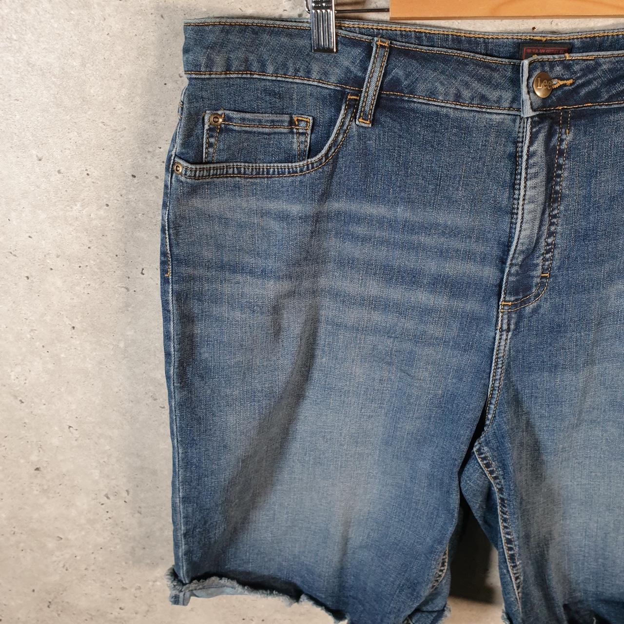 Vintage Lee Baggy Shorts Jorts Cargo Womens W38 Blue Relaxed Denim