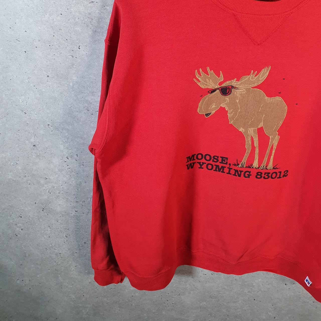 Vintage Russell Athletic Moose Wyoming USA Sweatshirt Men’s XL Red Pullover