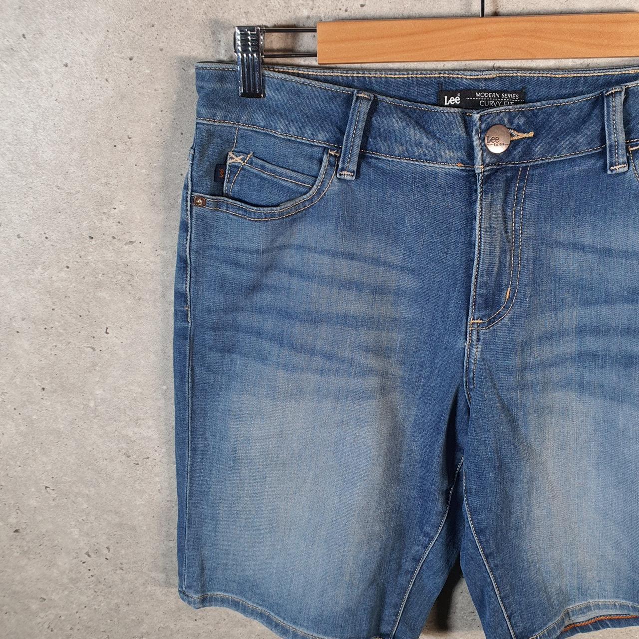 Vintage Lee Baggy Shorts Jorts Cargo Womens W32 Blue Denim Relaxed Cargo