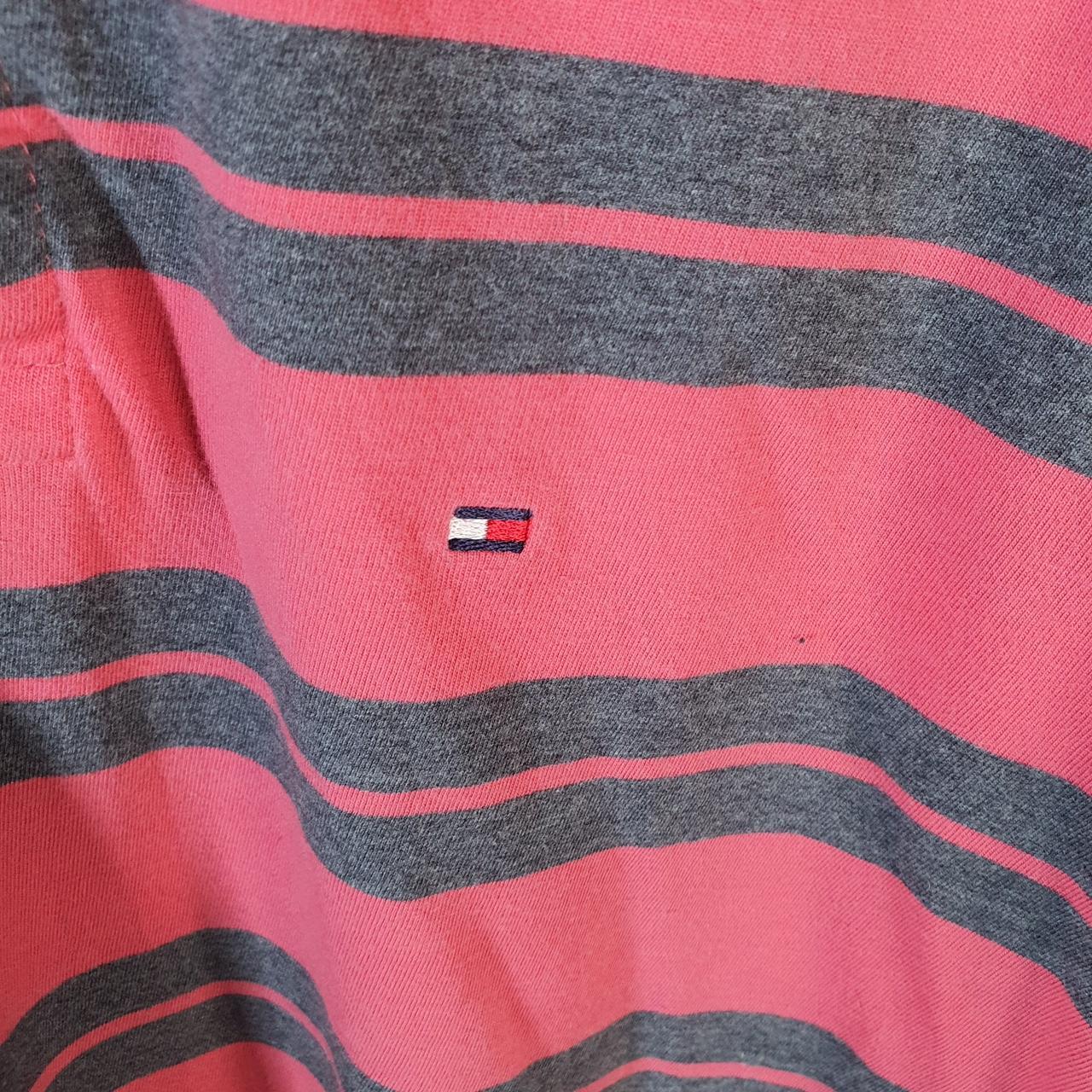 Vintage Tommy Hilfiger Polo Shirt Men’s 2XL Red Striped Custom Fit Embroidered Logo