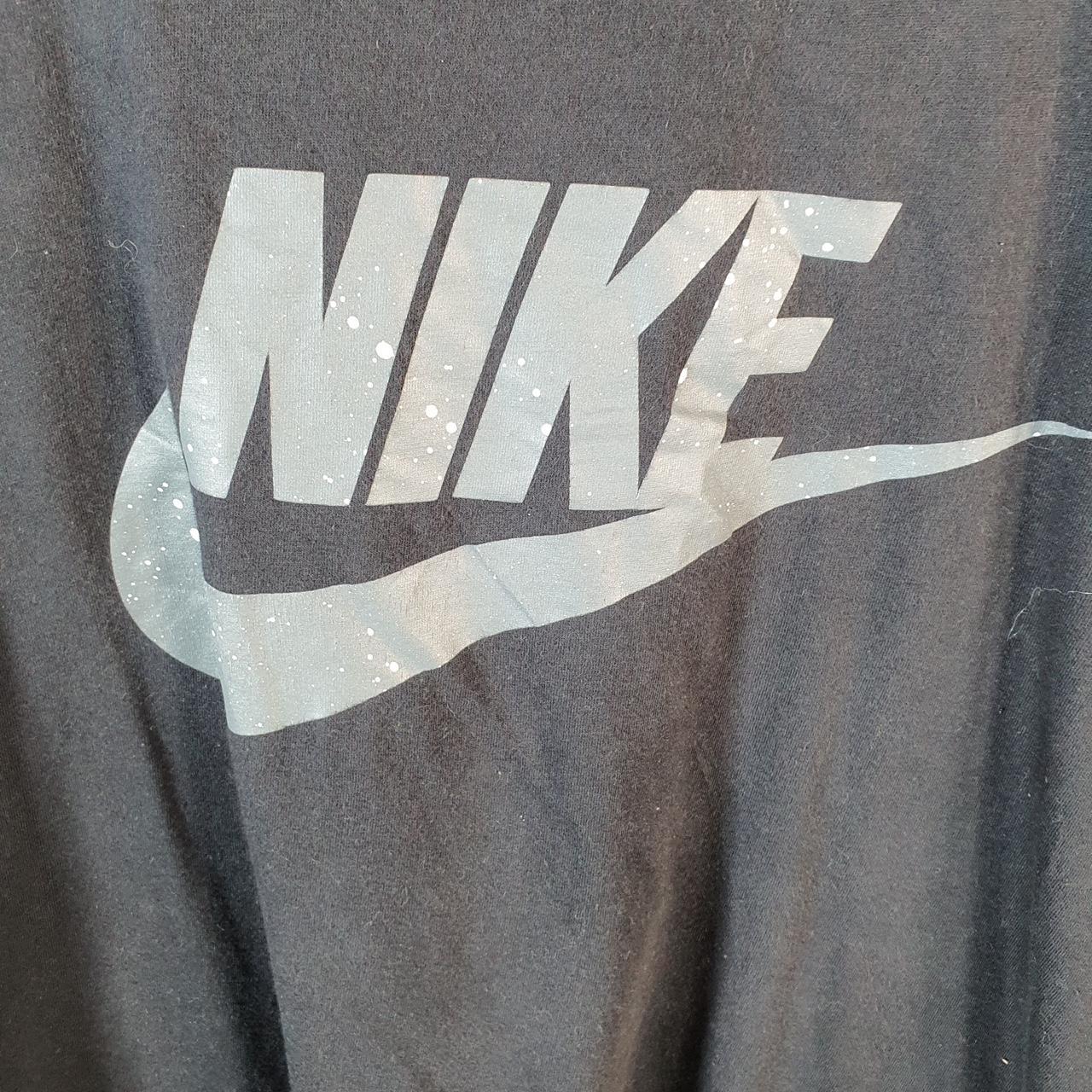 Vintage Nike Spellout T Shirt Womens XL Black Printed Single Swoosh Logo Athletic Big Fish Vintage