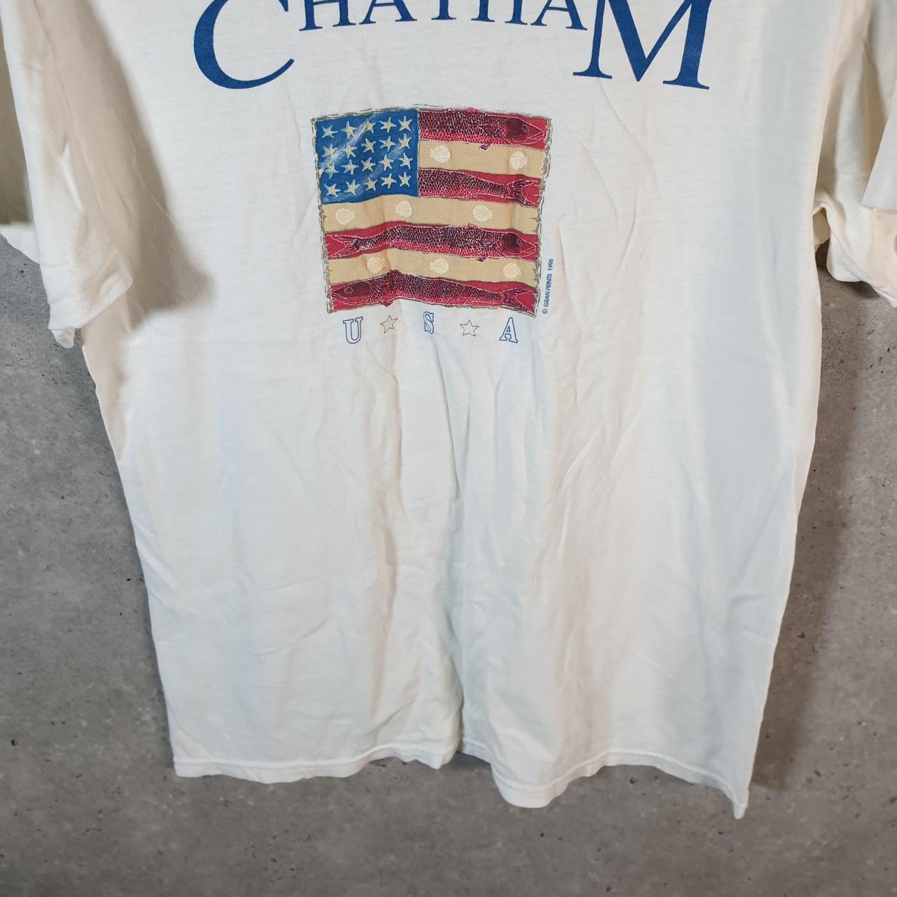 Vintage Hanes Beefy Chatham Gran Prints 1996 USA Single Stitch T Shirt Men’s Medium White Big Fish Vintage
