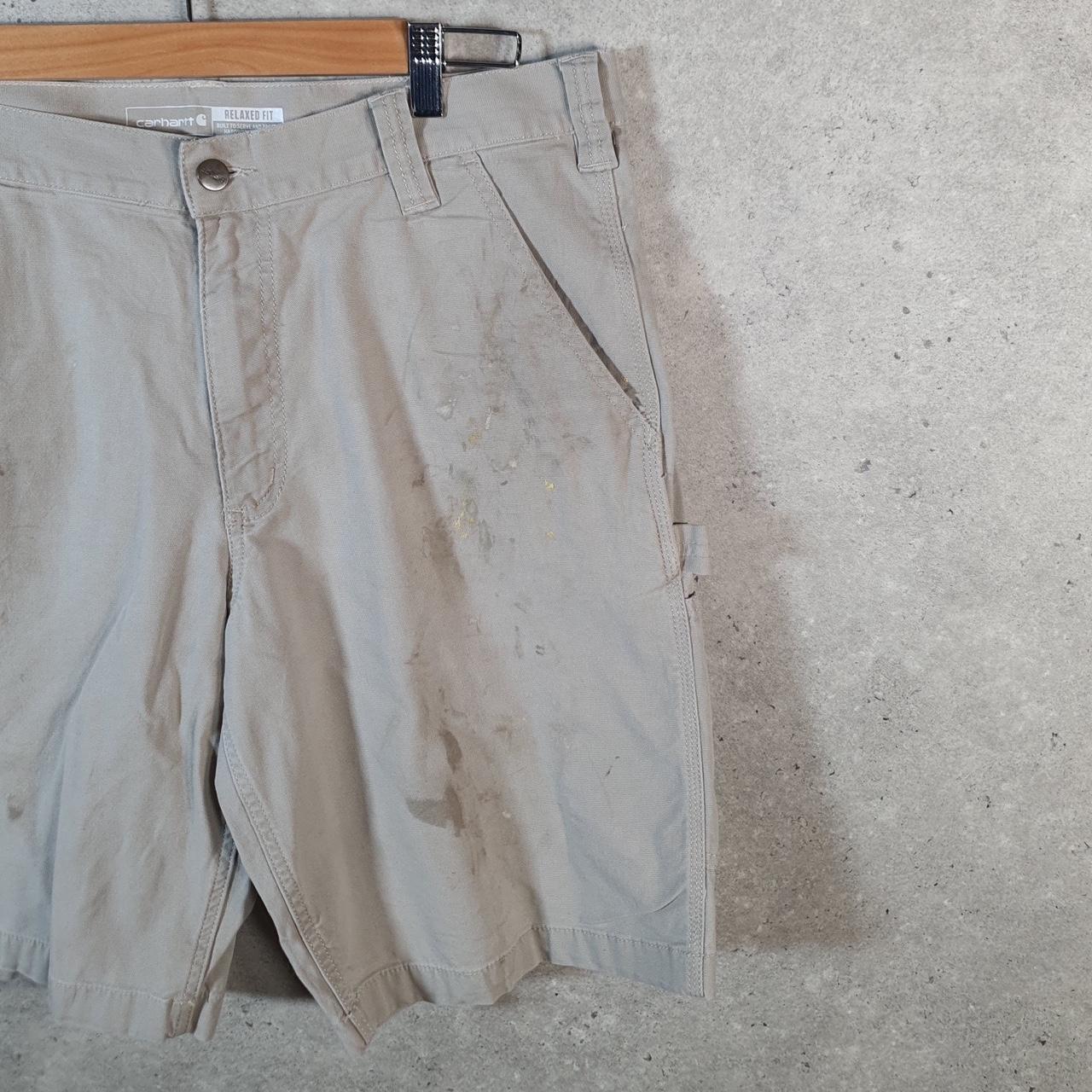 Vintage Carhartt Baggy Carpenter Shorts Jorts Cargo Men’s W36 Beige Relaxed Fit Workwear Big Fish Vintage