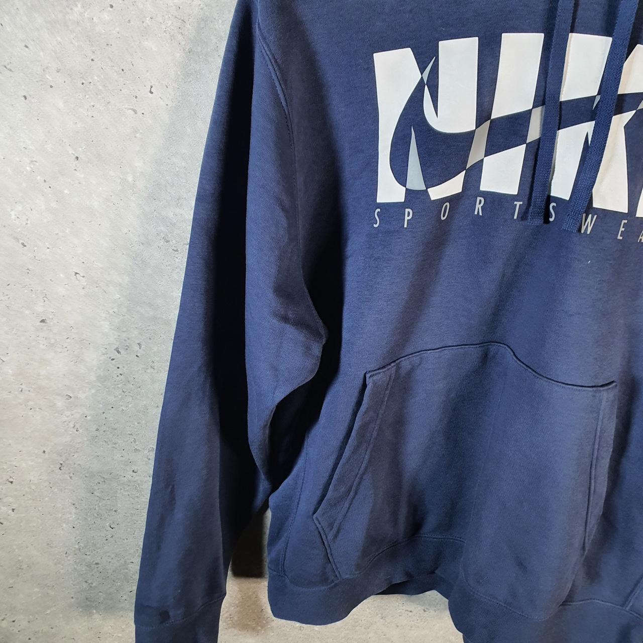 Vintage Nike Club Hoodie Men’s Medium Blue Swoosh Y2K Pullover Sweatshirt Logo