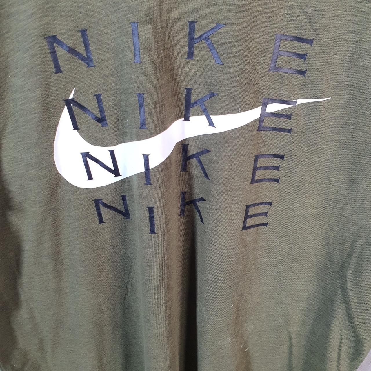 Vintage Nike Dri Fit Spellout T Shirt Shirt Men’s Medium Khaki Green Swoosh Logo Athletic C9749