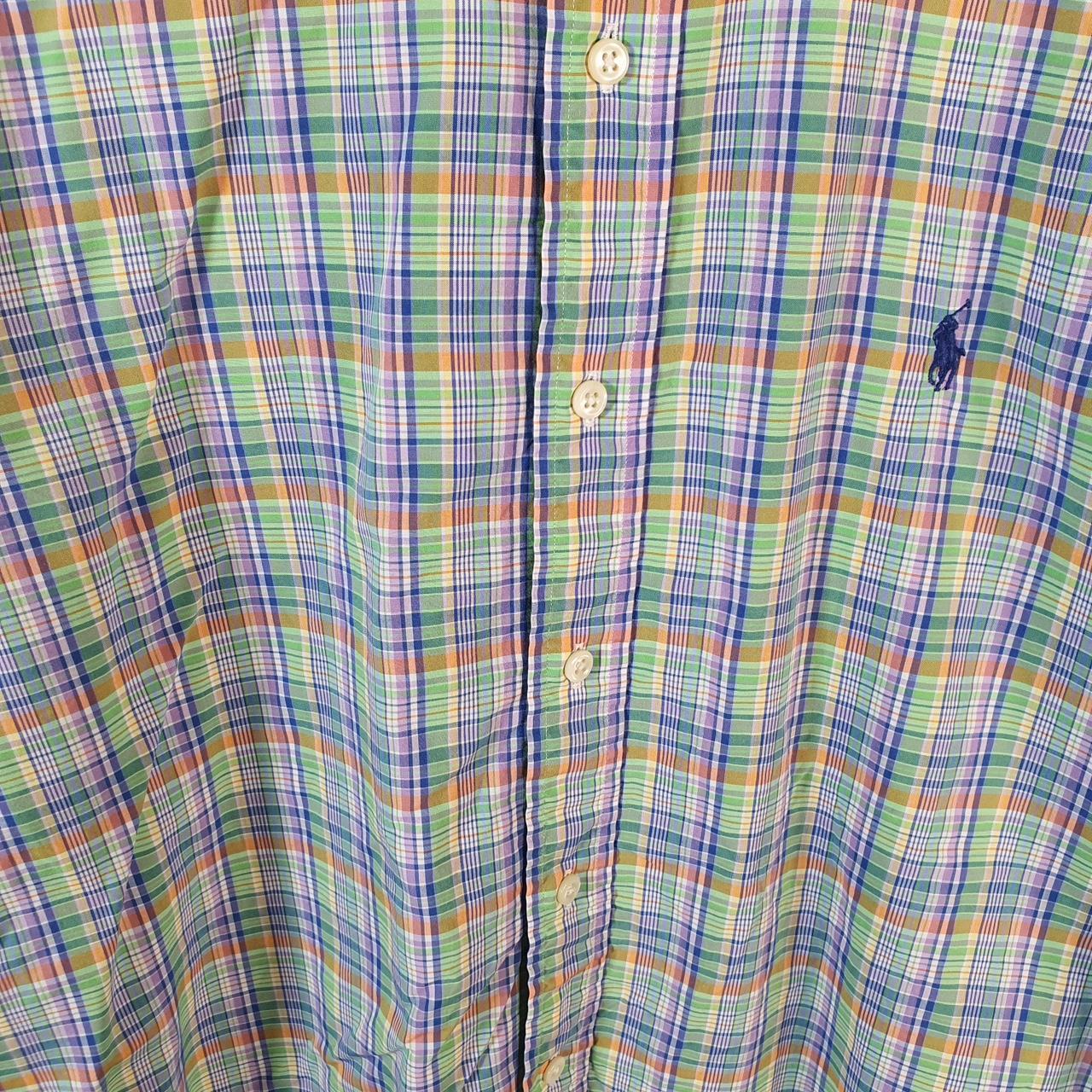 Vintage Ralph Lauren Button Down Shirt Men’s Large Blue Checkered Classic Fit Cotton Pony Big Fish Vintage