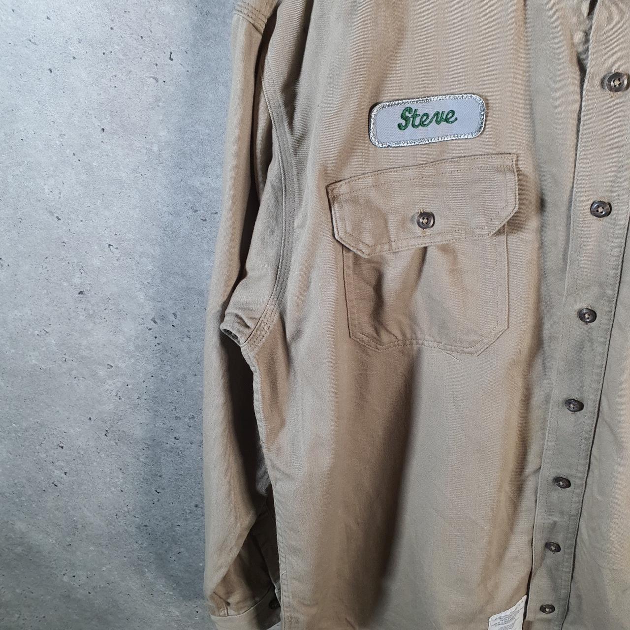 Vintage Carhartt FR Shirt Button Down Mens XL Brown Long Sleeve Chore Utility Relaxed