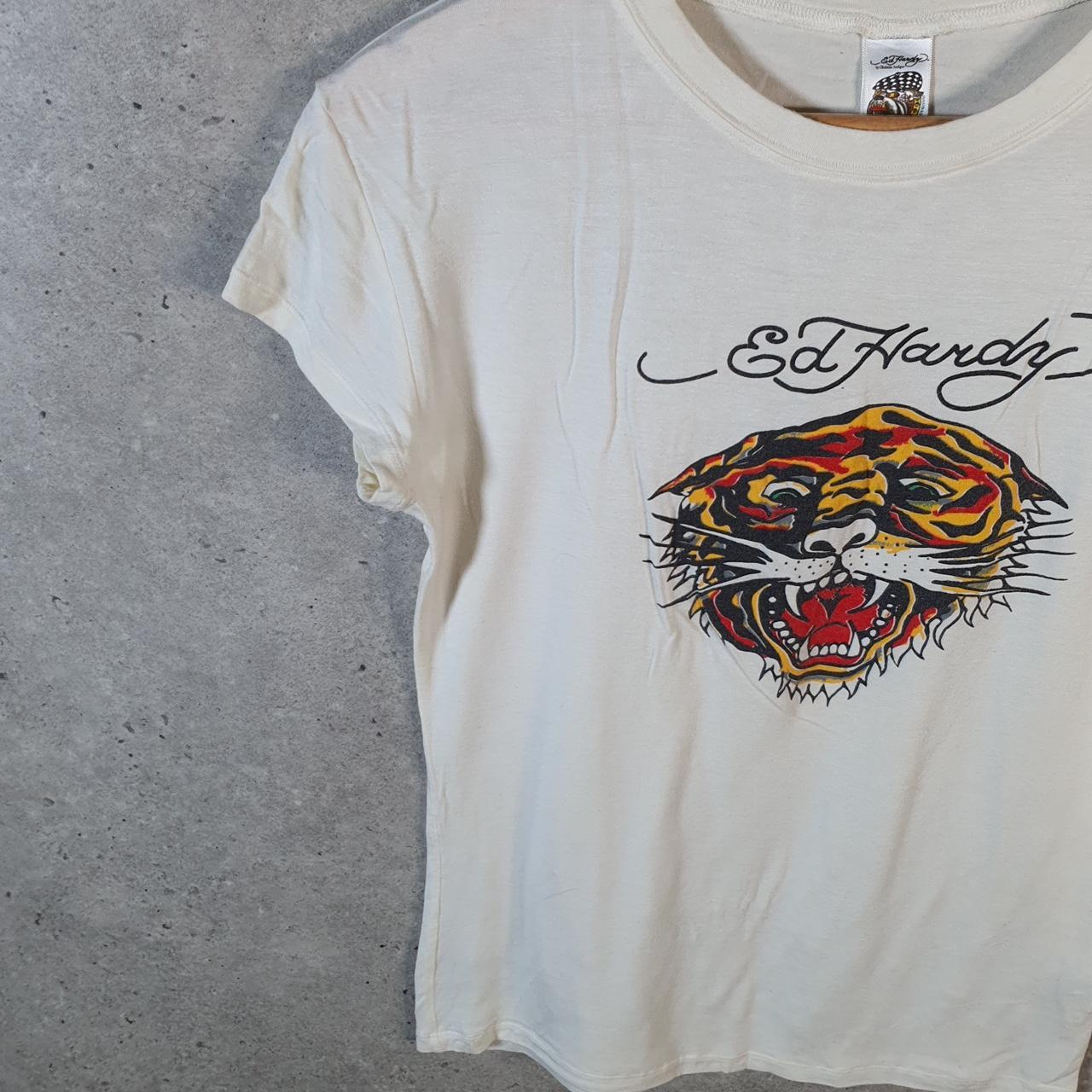 Vintage Ed Hardy T Shirt Womens Large Christian Audigier Love Heart Graphic Skull Y2K