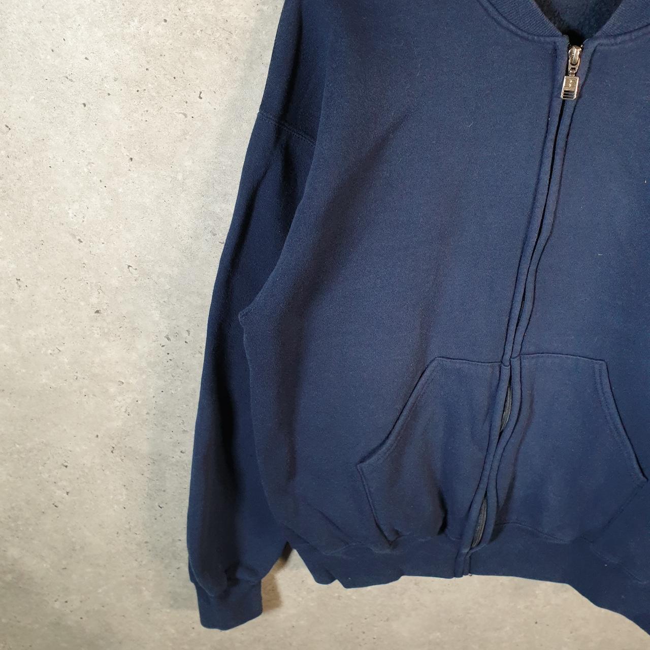 Vintage Russell Athletic Sweatshirt Men’s Large Navy Blue USA Baggy Blank Full Zip