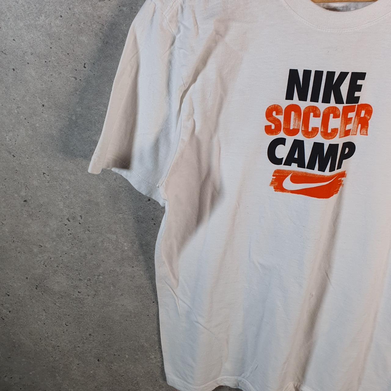 Vintage Nike Soccer Camp T Shirt Men’s Medium White Logo Swoosh Athletic