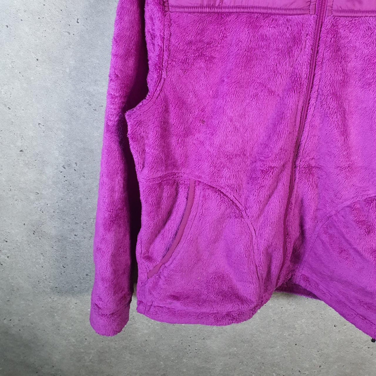 Vintage The North Face TNF Teddy Fleece Hoodie  Womens Medium Pink Full Zip Logo