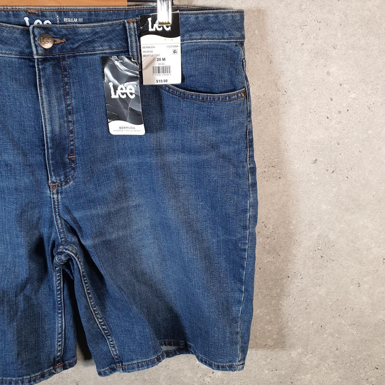 Vintage Lee Mid Rise Baggy Shorts Jorts Cargo Womens W40 Blue Relaxed Denim A4564