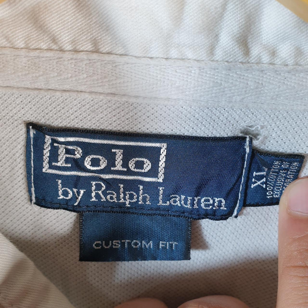 Vintage Ralph Lauren Polo Shirt Men’s XL White Custom Fit Embroidered Pony