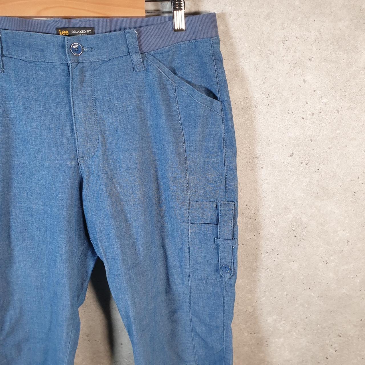 Vintage Lee Baggy Shorts Jorts Cargo Womens W36 Blue Relaxed Denim