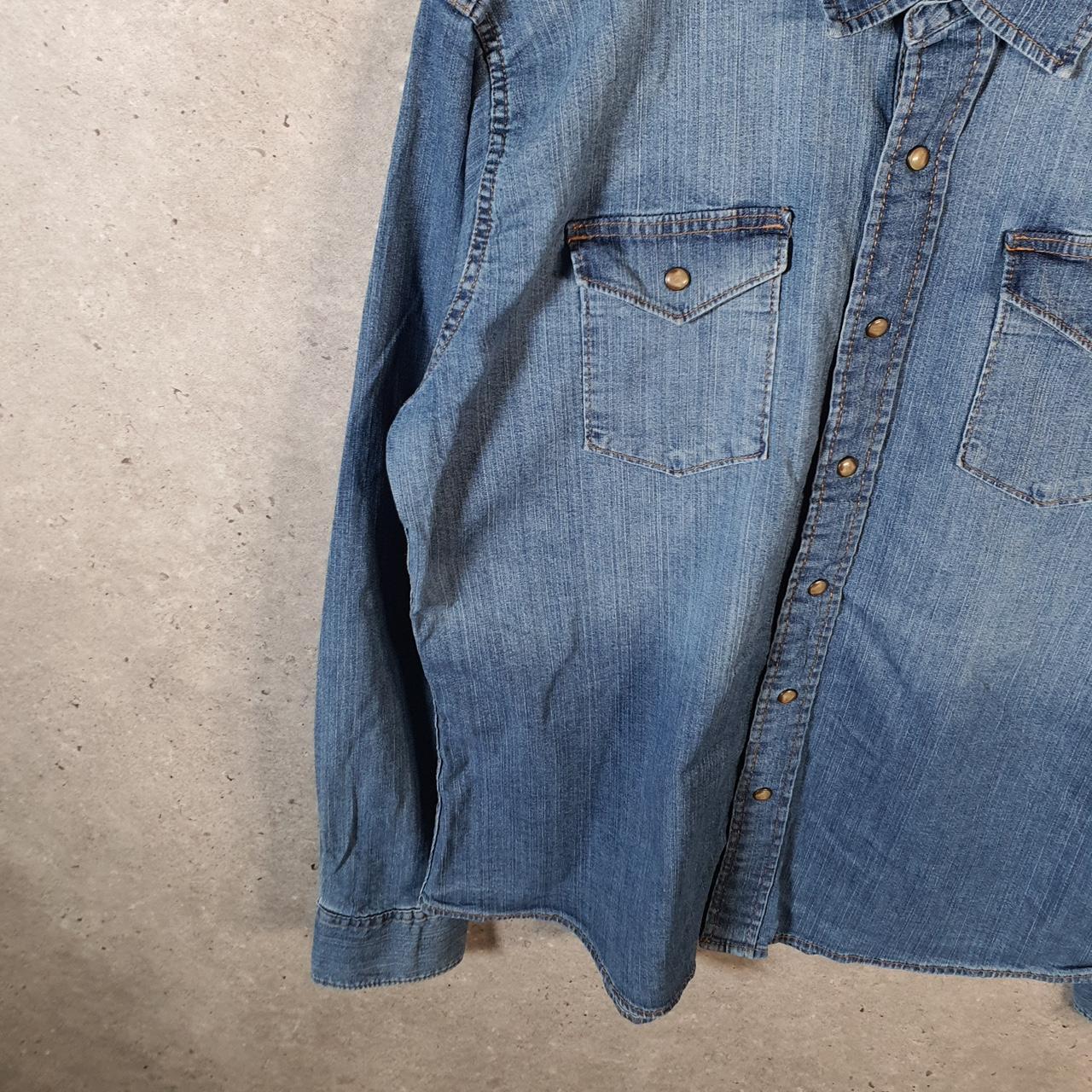 Vintage Wrangler Denim Jean Trucker Shirt Mens Large Blue Button