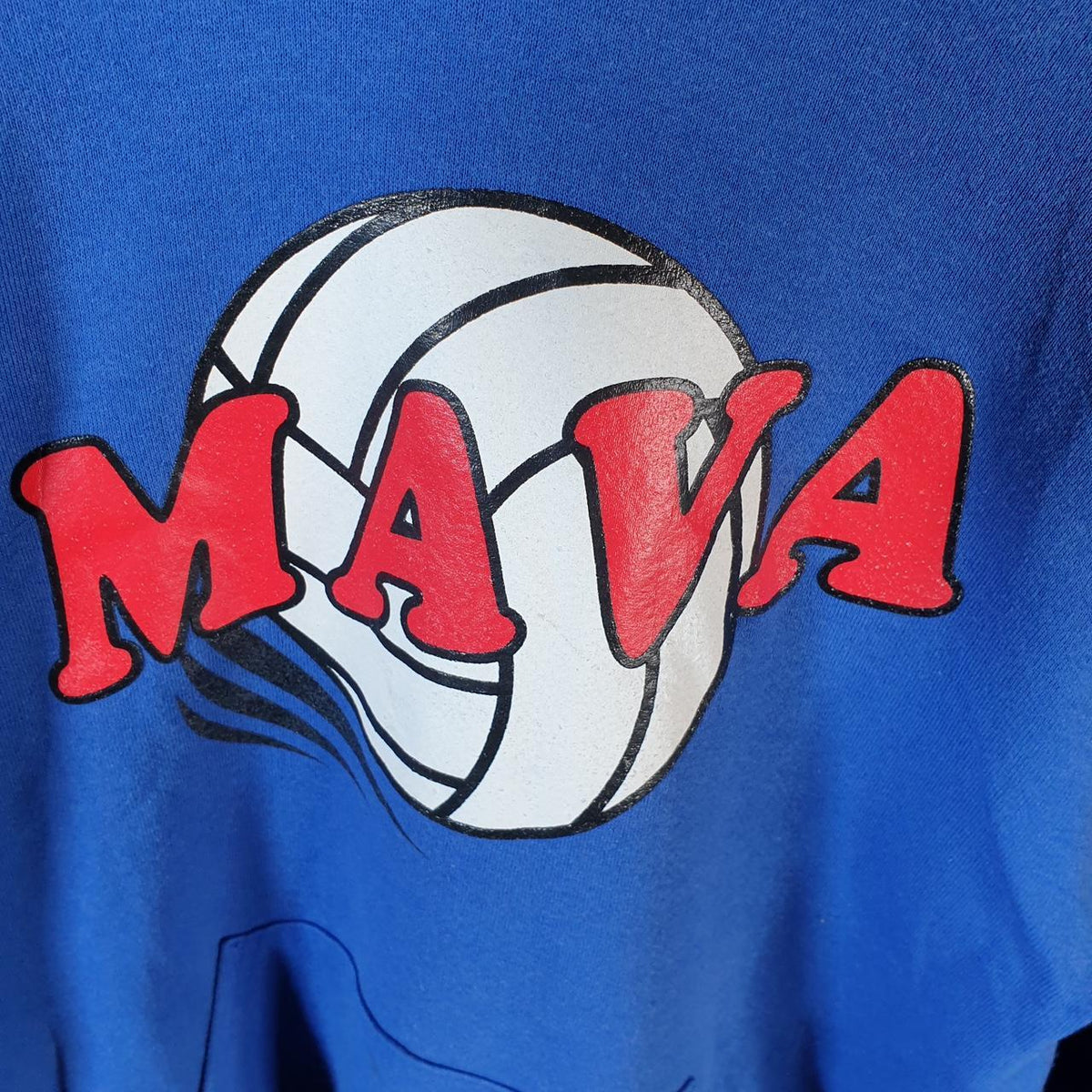 Vintage Russell Athletic Mava Metzger Hoodie Men’s Medium Blue Pullover Baggy