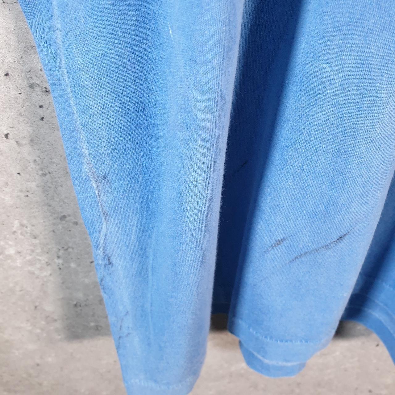 Vintage Anvil Luckenback Texas Embroidered USA 90s Single Stitch T Shirt Men’s Large Blue C9448