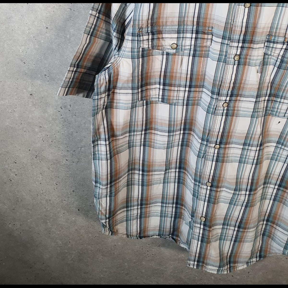 Vintage Carhartt Shirt Button Down Mens Large Blue Short Sleeve Chore Utility Relaxed