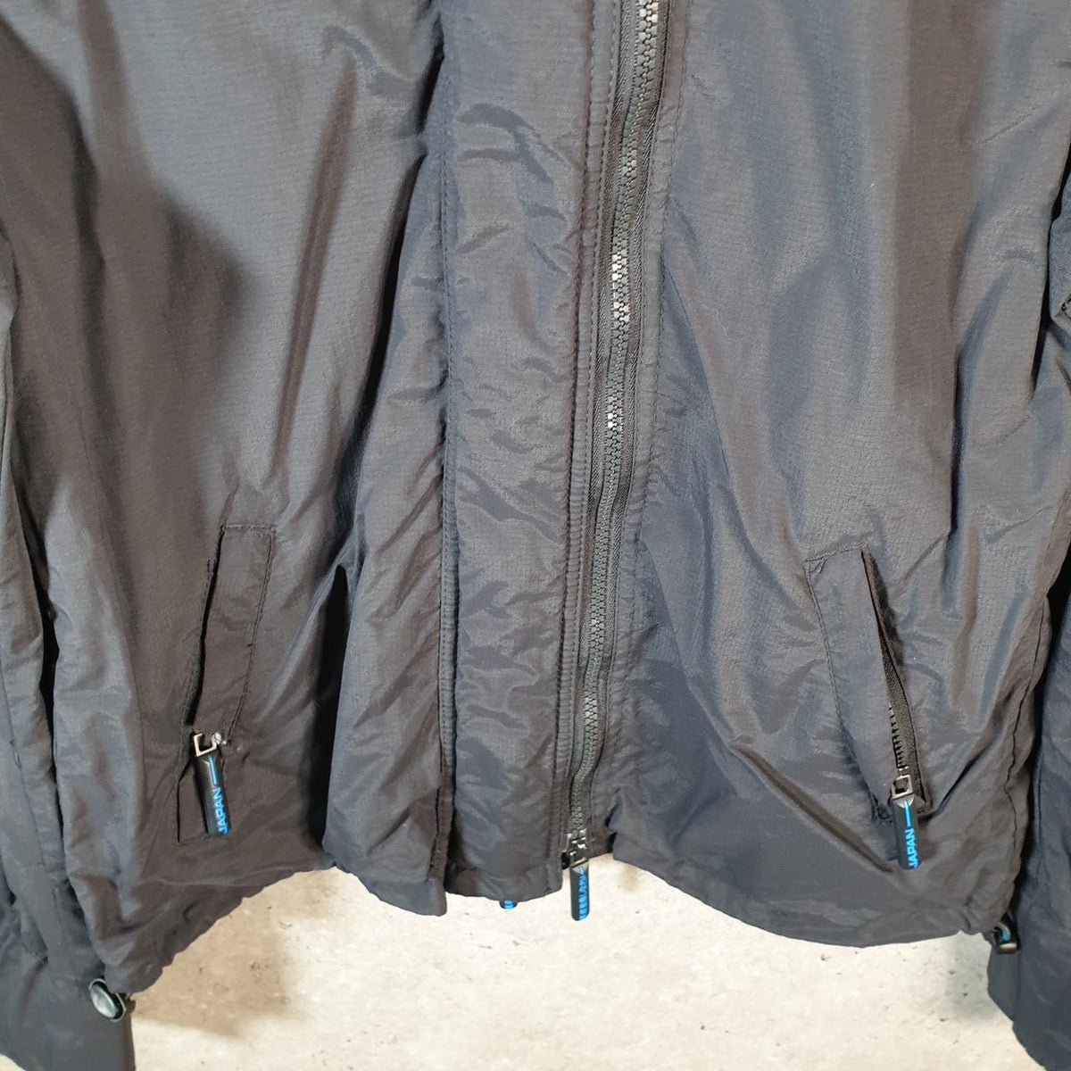 Superdry Windcheater Fleece Lined Jacket Womens XL Black Zips Pockets Utility