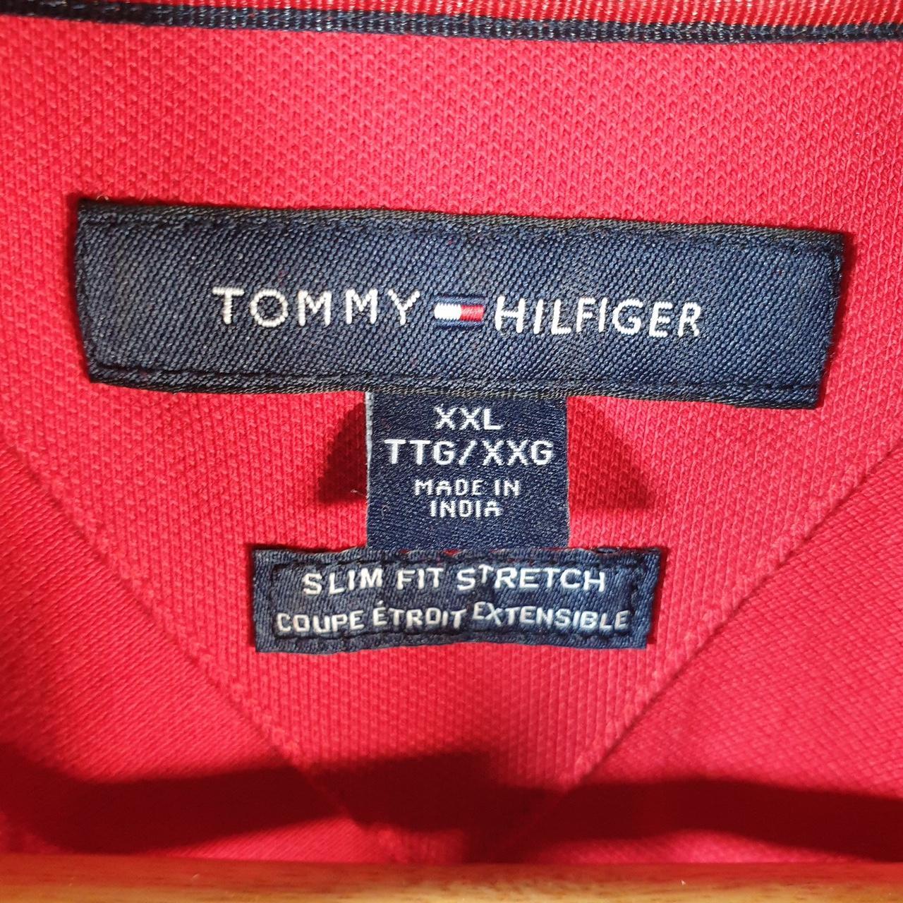 Vintage Tommy Hilfiger Polo Shirt Men’s 2XL Red Slim Fit Embroidered Logo