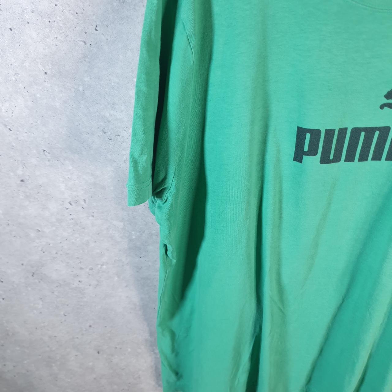 Vintage Puma Spellout T Shirt Mens XL Green Sports Logo Athletic