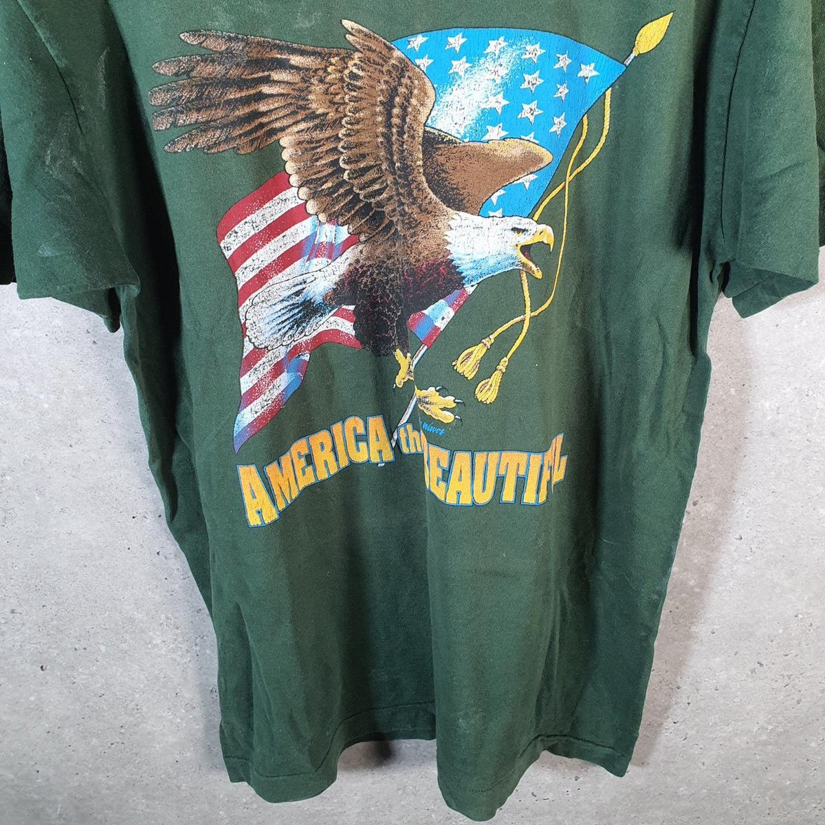 Vintage Fruit of the Loom American Eagle Single Stitch T Shirt Men’s Large Green Big Fish Vintage