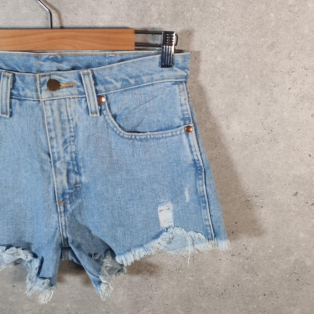 Vintage Wrangler Cut Short Baggy Shorts Jorts Cargo Womens W30 Blue Relaxed Denim