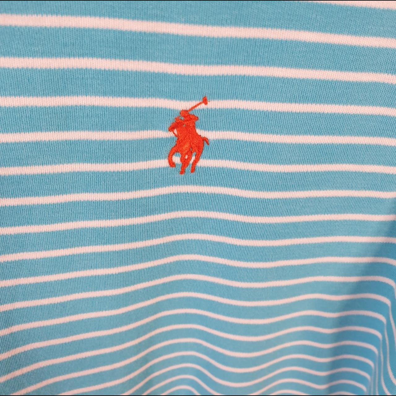 Vintage Ralph Lauren Polo Shirt Men’s Medium Blue Striped Cotton Pony C9688