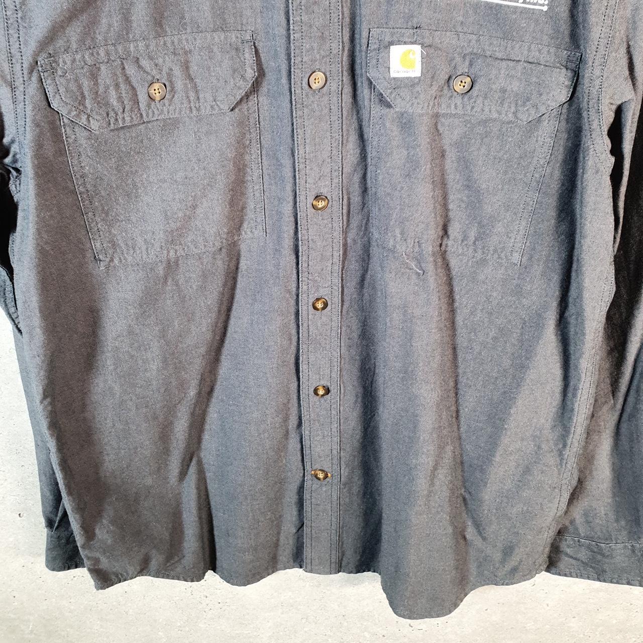 Vintage Carhartt Shirt Button Down Mens Medium Grey Long Sleeve Chore Utility Relaxed Big Fish Vintage