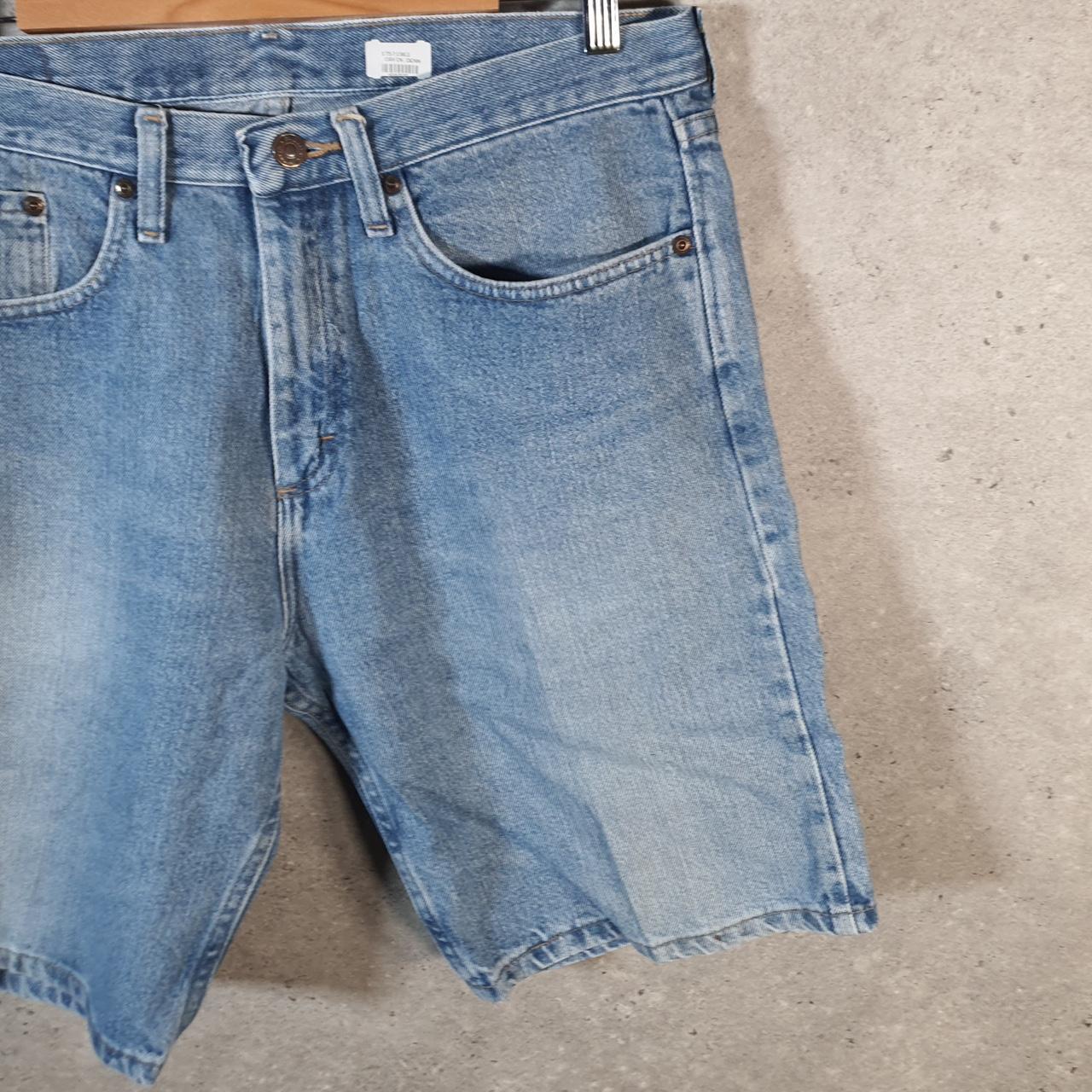 Vintage Wrangler Denim Shorts Jorts Cargo Men’s W33 Relaxed Blue Baggy Cotton