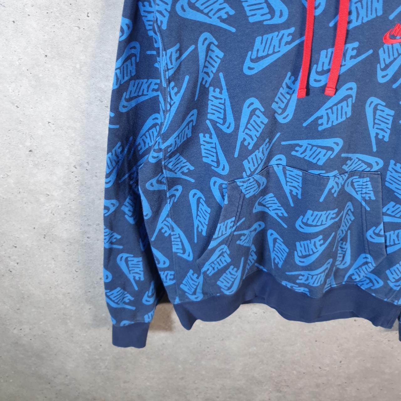 Vintage Nike Club Embroidered Hoodie Men’s Small Blue Swoosh Y2K Pullover Logo