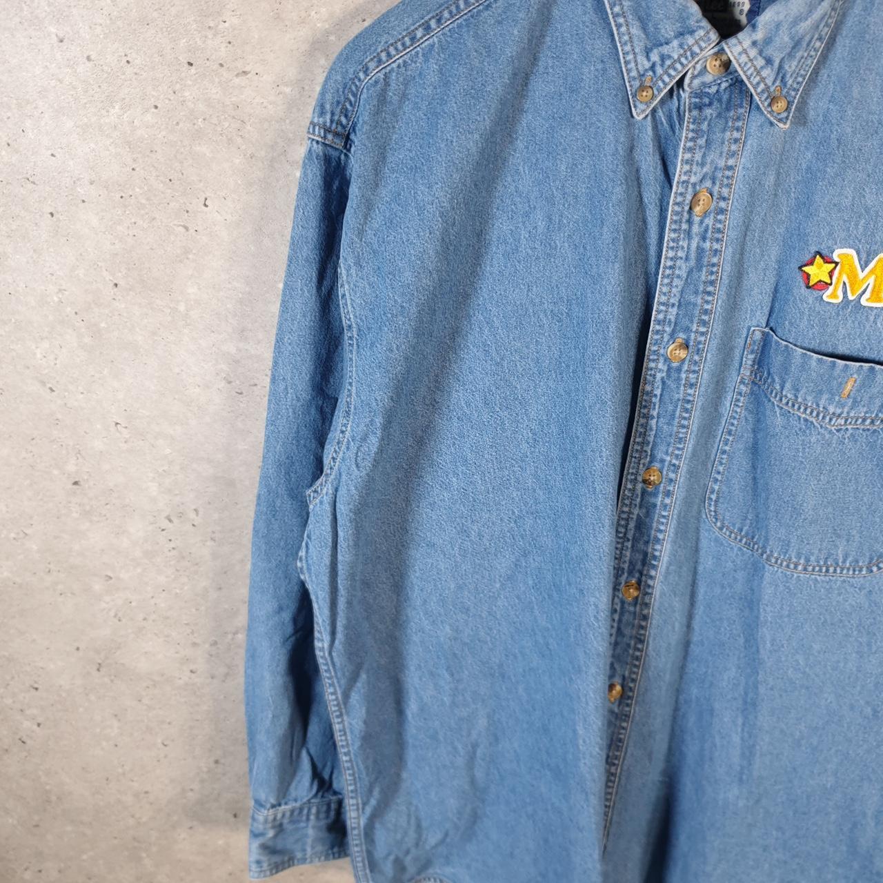 Vintage Lee Denim Jean Trucker Shirt Mens Large Blue Button