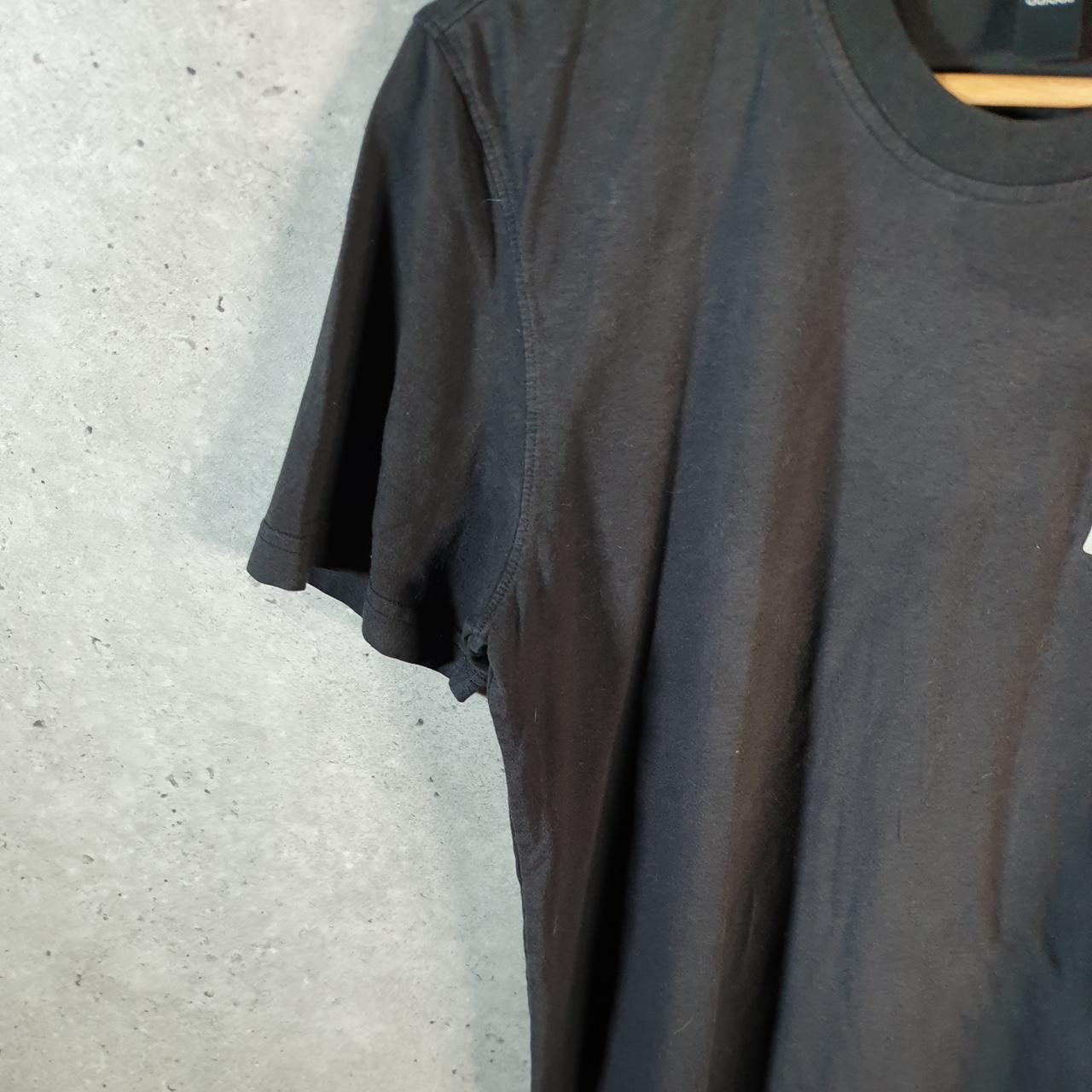 Vintage Adidas Badges T Shirt Men’s Medium Black Three Stripes Logo Athletic