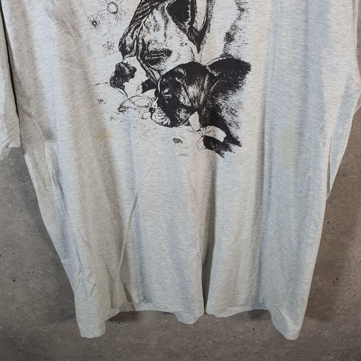 Vintage Best Fruit of the Loom Dog Pug Graphic Single Stitch T Shirt Men’s XL Grey Big Fish Vintage