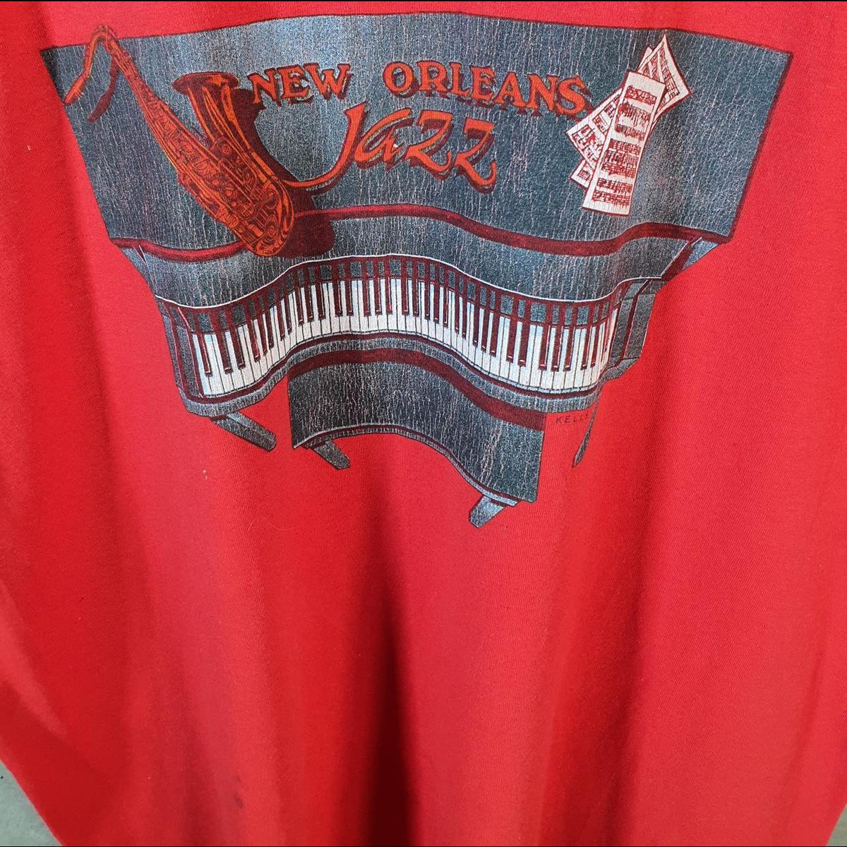 Vintage Hanes New Orelans Jazz 90s USA Single Stitch T Shirt Men’s XL Red C9539