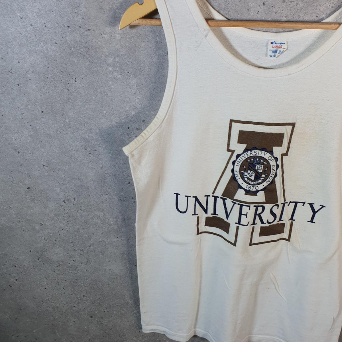 Vintage Champion Arkon University Spellout Logo Vest Men’s Large White USA Athletic