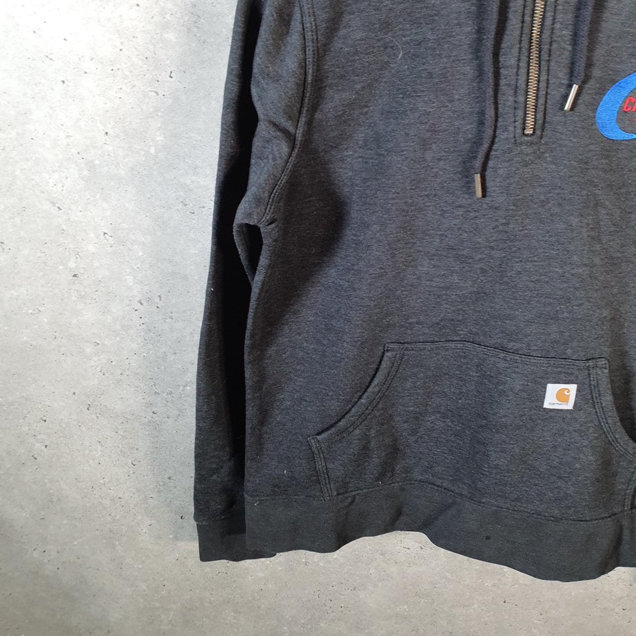 Vintage Carhartt Hoodie Womens Medium Grey Pullover Blank Sweatshirt USA 1/4 Zip