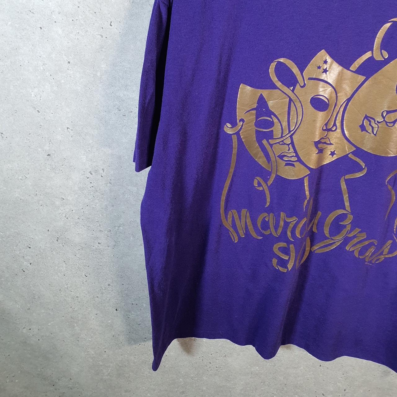 Vintage Art Masks 1990 Mardi Gras USA Single Stitch T Shirt Men’s XL Purple