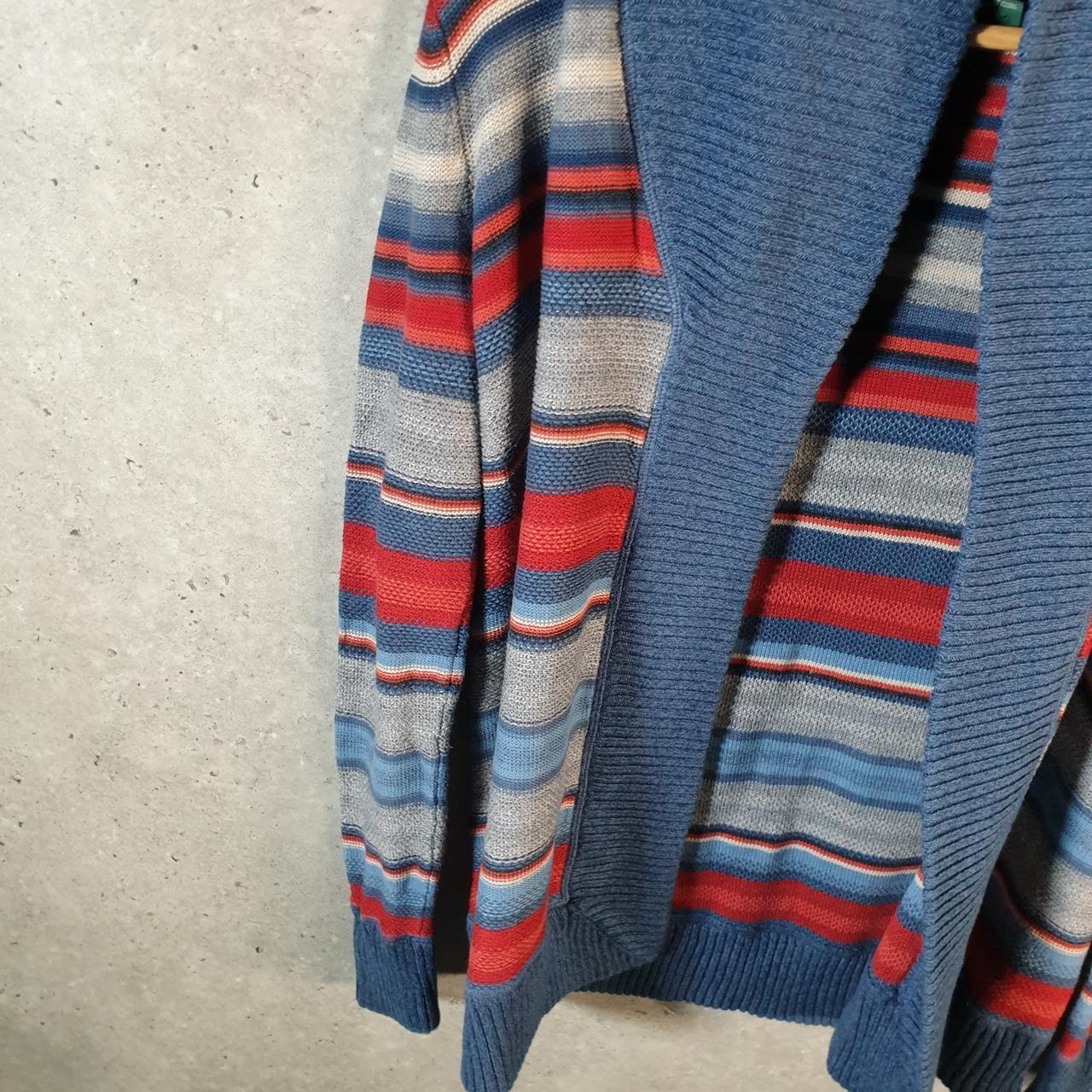 Vintage Ralph Lauren Polo Knit Sweater Cardigan Womens XS Blue Striped Cotton Pullover