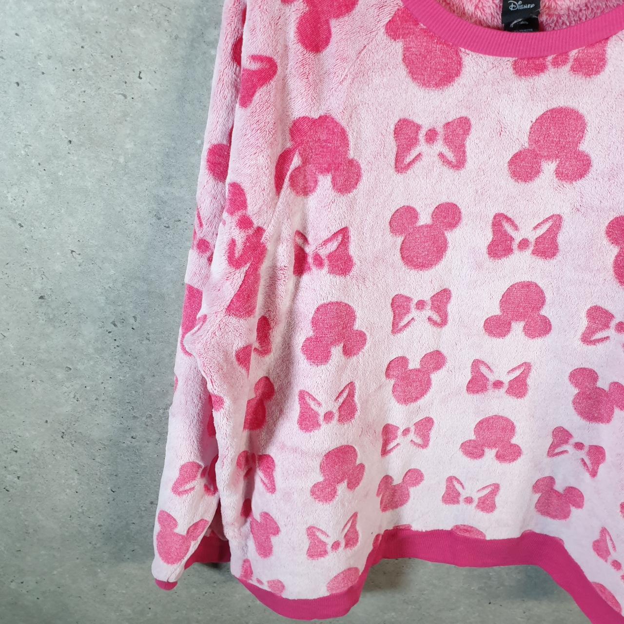 Disney Mickey Mouse Fleece Pullover Sweatshirt Mens 2XL Pink All Over Print AOP Logo