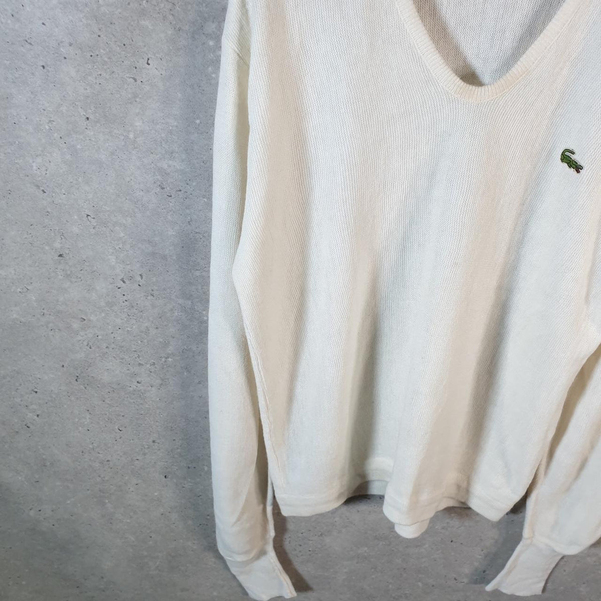 Vintage Izod Lacoste Knit Sweater Mens Medium White Y2K Jumper Logo