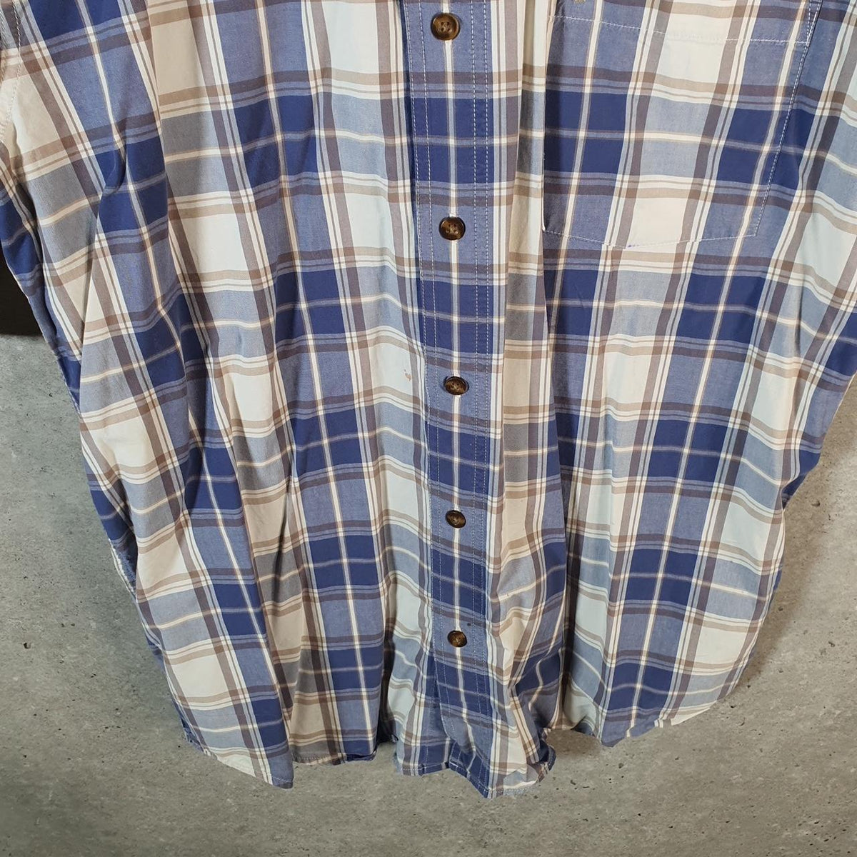 Vintage Carhartt Shirt Button Down Mens Large Blue Checkered Chore Utility Relaxed - Big Fish Vintage