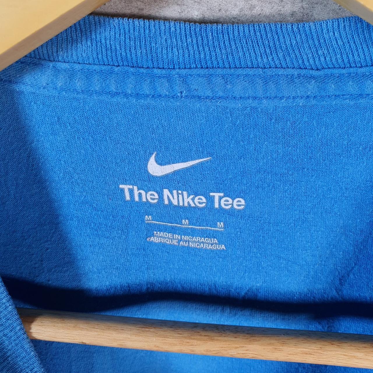 Vintage Nike Club T Shirt Shirt Men’s Medium Blue Spellout Logo Athletic C9576